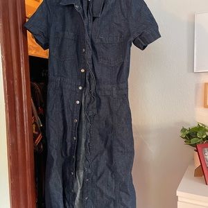 Current/Elliott Denim Shirt Dress with Frayed Hem, size 4-6